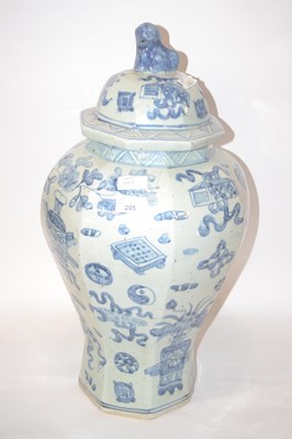 Lot 205 - A large Chinese porcelain vase of hexagonal...