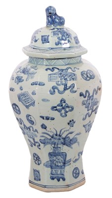 Lot 205 - A large Chinese porcelain vase of hexagonal...