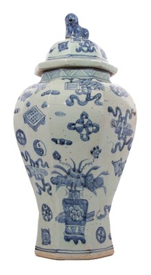 Lot 205 - A large Chinese porcelain vase of hexagonal...