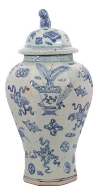 Lot 205 - A large Chinese porcelain vase of hexagonal...