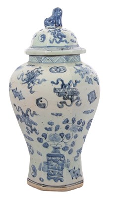 Lot 205 - A large Chinese porcelain vase of hexagonal...