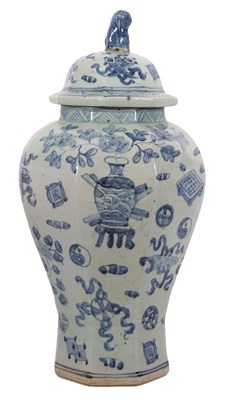 Lot 205 - A large Chinese porcelain vase of hexagonal...