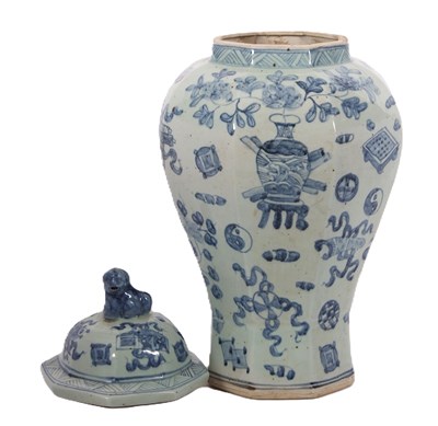 Lot 205 - A large Chinese porcelain vase of hexagonal...