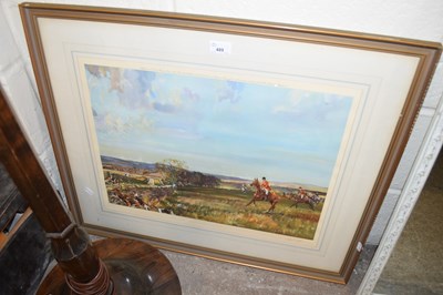Lot 489 - MICHAEL LYNE, COLOURED PRINT, HUNTING SCENE,...