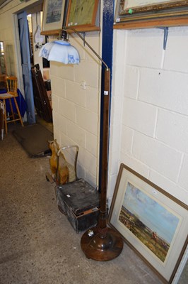 Lot 490 - 20TH CENTURY HARDWOOD STANDARD LAMP WITH BRASS...
