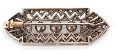 Lot 80 - An Art Deco diamond brooch, set to centre with...