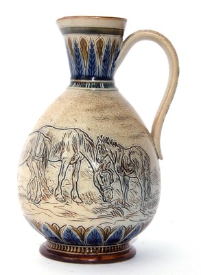 Lot 39A - A Doulton Lambeth jug dated 1883, the bulbous...