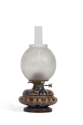 Lot 46 - A Doulton Lambeth oil lamp c1882 of compressed...