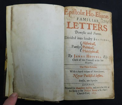 Lot 268 - JAMES HOWELL: EPISTOLAE HO-ELIANAE FAMILIAR...