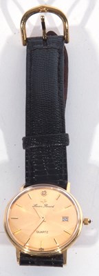 Lot 261 - Lucien Picard 14ct gold gents wrist watch, the...