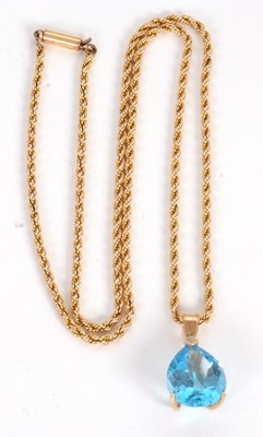 Lot 85 - A topaz pendant necklace, the pear shape topaz,...