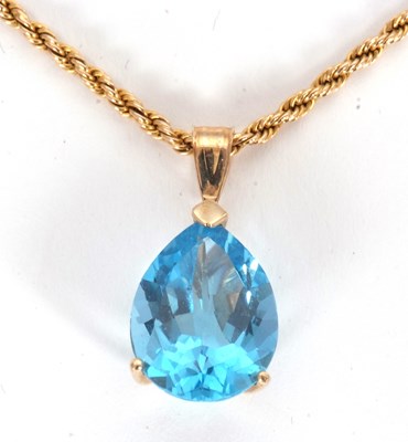 Lot 85 - A topaz pendant necklace, the pear shape topaz,...