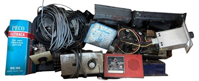 Lot 111 - A large box of model railway transformers (all...