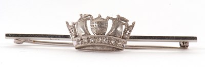 Lot 105 - A white gold and diamond crown brooch, the...