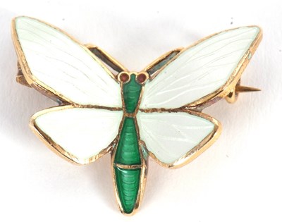 Lot 194 - A Norweigan silver gilt and enamel butterfly...