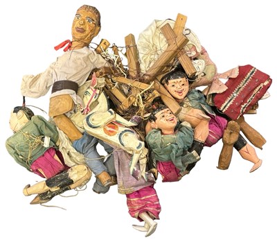 Lot 379 - A collection of various wooden marionette...