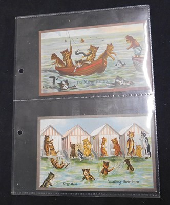 Lot 442 - Two Louis Wain coloured cat cards, pub...
