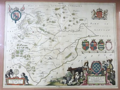 Lot 484 - JOAN BLAEU: RUTLANDIA COMITATUS, engraved hand...