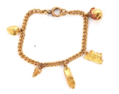 Lot 150 - A 9ct charm bracelet, the curblink bracelet...
