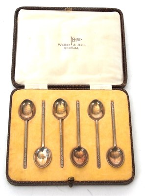 Lot 180 - A cased set of six George VI silver teaspoons,...