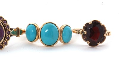 Lot 76 - Four gemset rings: to include a three stone...