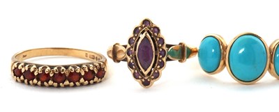 Lot 76 - Four gemset rings: to include a three stone...