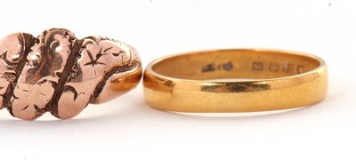 Lot 77 - A 22ct wedding band, (hallmark worn), size P,...