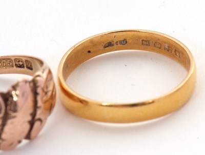 Lot 77 - A 22ct wedding band, (hallmark worn), size P,...