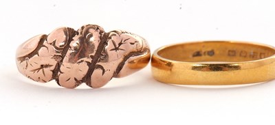 Lot 77 - A 22ct wedding band, (hallmark worn), size P,...