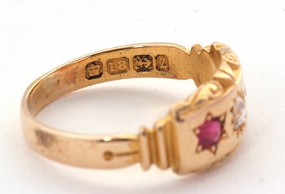 Lot 16 - A late Victorian 18ct ruby and diamond ring,...