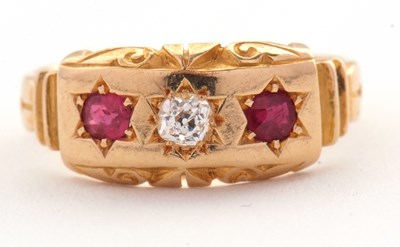 Lot 16 - A late Victorian 18ct ruby and diamond ring,...