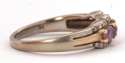 Lot 65 - A 9ct pink stone and diamond ring, set with...