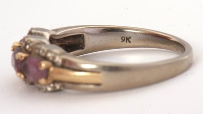 Lot 65 - A 9ct pink stone and diamond ring, set with...