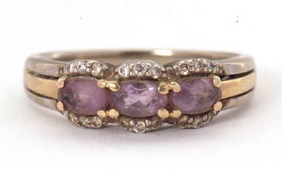 Lot 65 - A 9ct pink stone and diamond ring, set with...