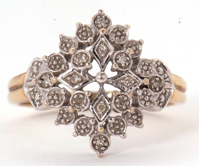 Lot 15 - A 9ct diamond cluster ring, the frame set with...