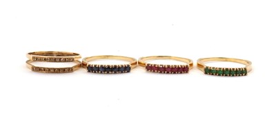 Lot 10 - A 14K interchangeable gemset ring, the two row...