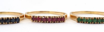 Lot 10 - A 14K interchangeable gemset ring, the two row...