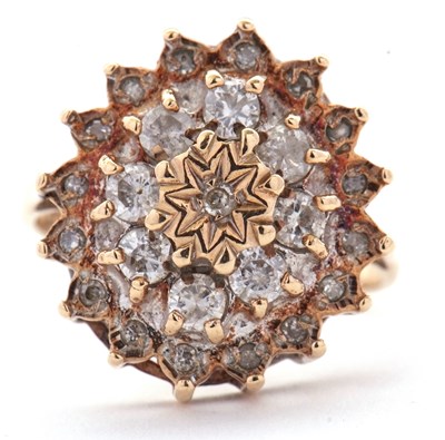 Lot 70 - A 9ct diamond cluster ring, set with round...