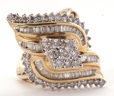 Lot 44 - A 9ct diamond ring, with a diamond shape...