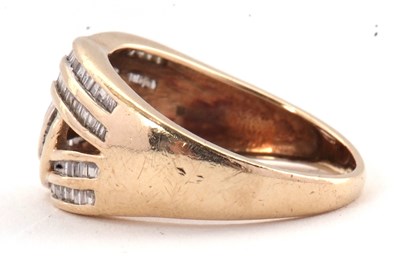Lot 49 - A 9ct diamond crossover ring, the knot style...