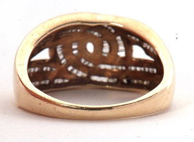 Lot 49 - A 9ct diamond crossover ring, the knot style...