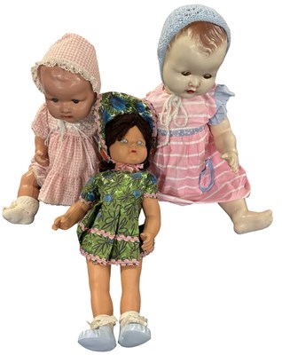 Lot 219 - Three vintage composite / hard plastic baby dolls
