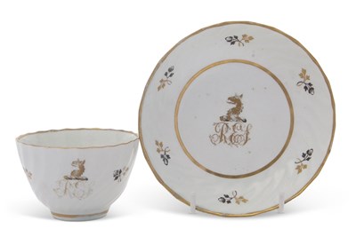 Lot 180 - A rare Lowestoft porcelain teabowl and saucer...