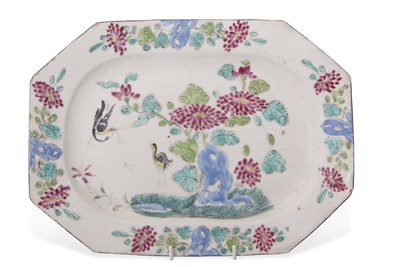 Lot 85 - A Bow porcelain dish of octagonal form painted...