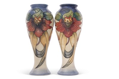 Lot 55 - A tall pair of Moorcroft vases of baluster...