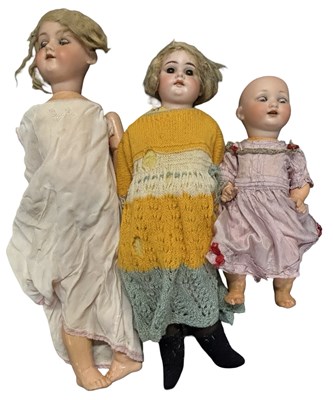 Lot 334 - Three German bisque headed dolls a/f for...