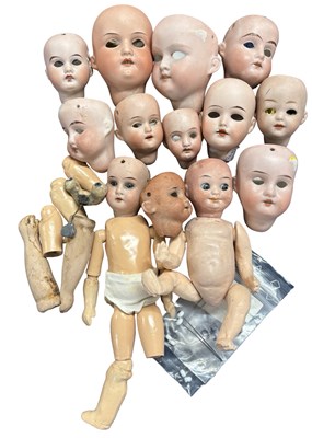 Lot 342 - Various Germany bisque doll heads together...
