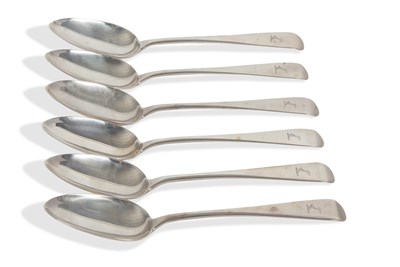 Lot 223 - A set of six Irish silver tablespoons engraved...