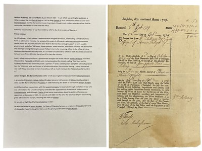 Lot 976 - WILLIAM PULTENEY 1st Earl of Bath, Prime...