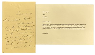 Lot 1011 - BRITISH AGENCY CAIRO. Short 3 page letter from...